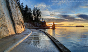 Seawall at Sunset